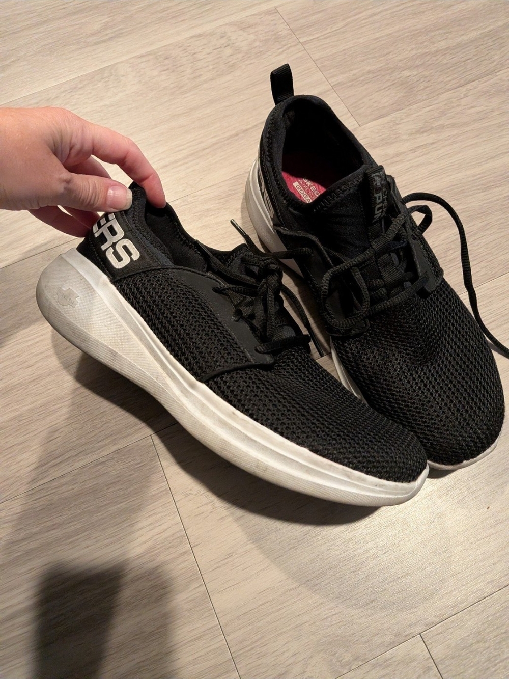 Skechers Black Mesh Athletic Slip-On Sneakers with White Sole
